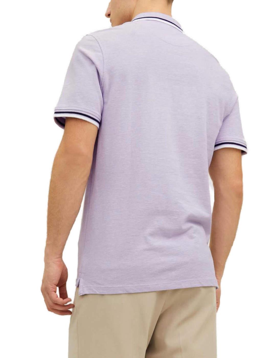 Polo Jack&Jones Paulos lila manga corta para hombre