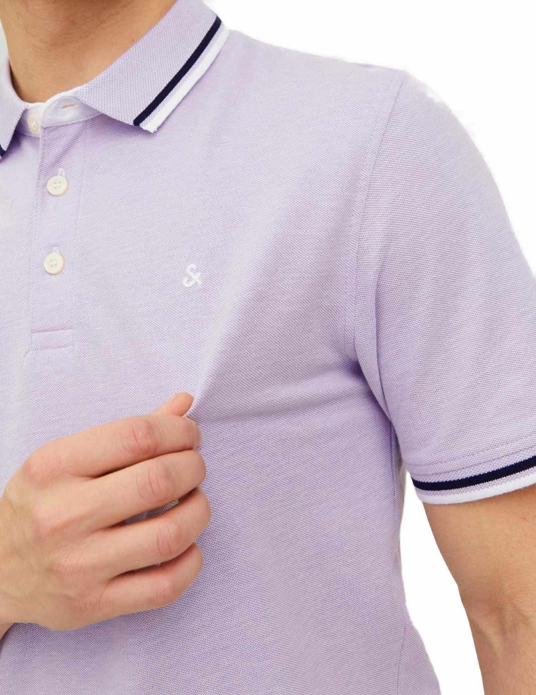 Polo Jack&Jones Paulos lila manga corta para hombre