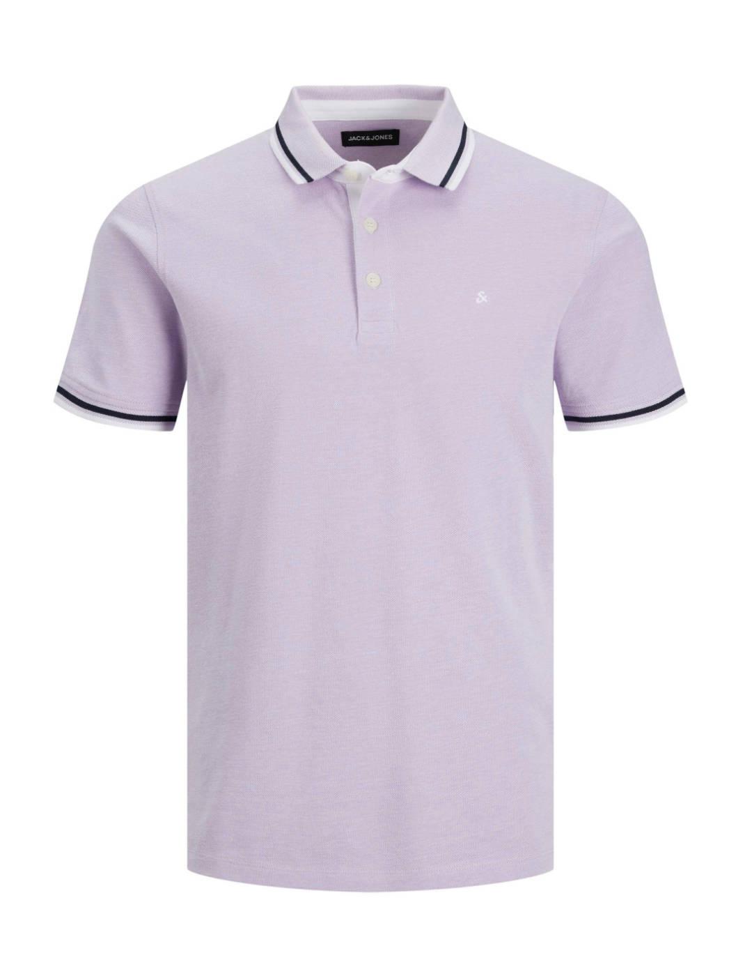 Polo Jack&Jones Paulos lila manga corta para hombre