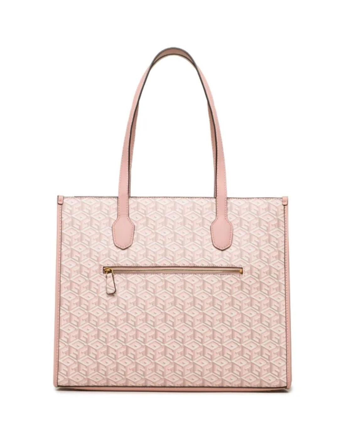 Bolso Guess Silvana tote rosa palo estampado para mujer