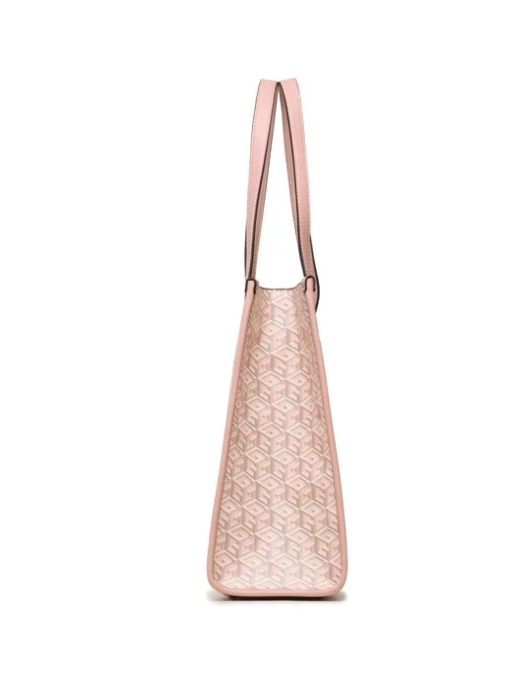 Bolso Guess Silvana tote rosa palo estampado para mujer