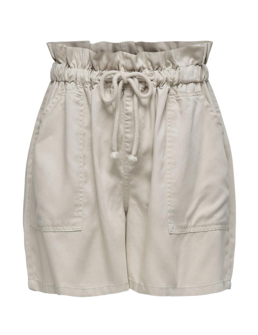 Shorts Only Kenya beige de tela para mujer