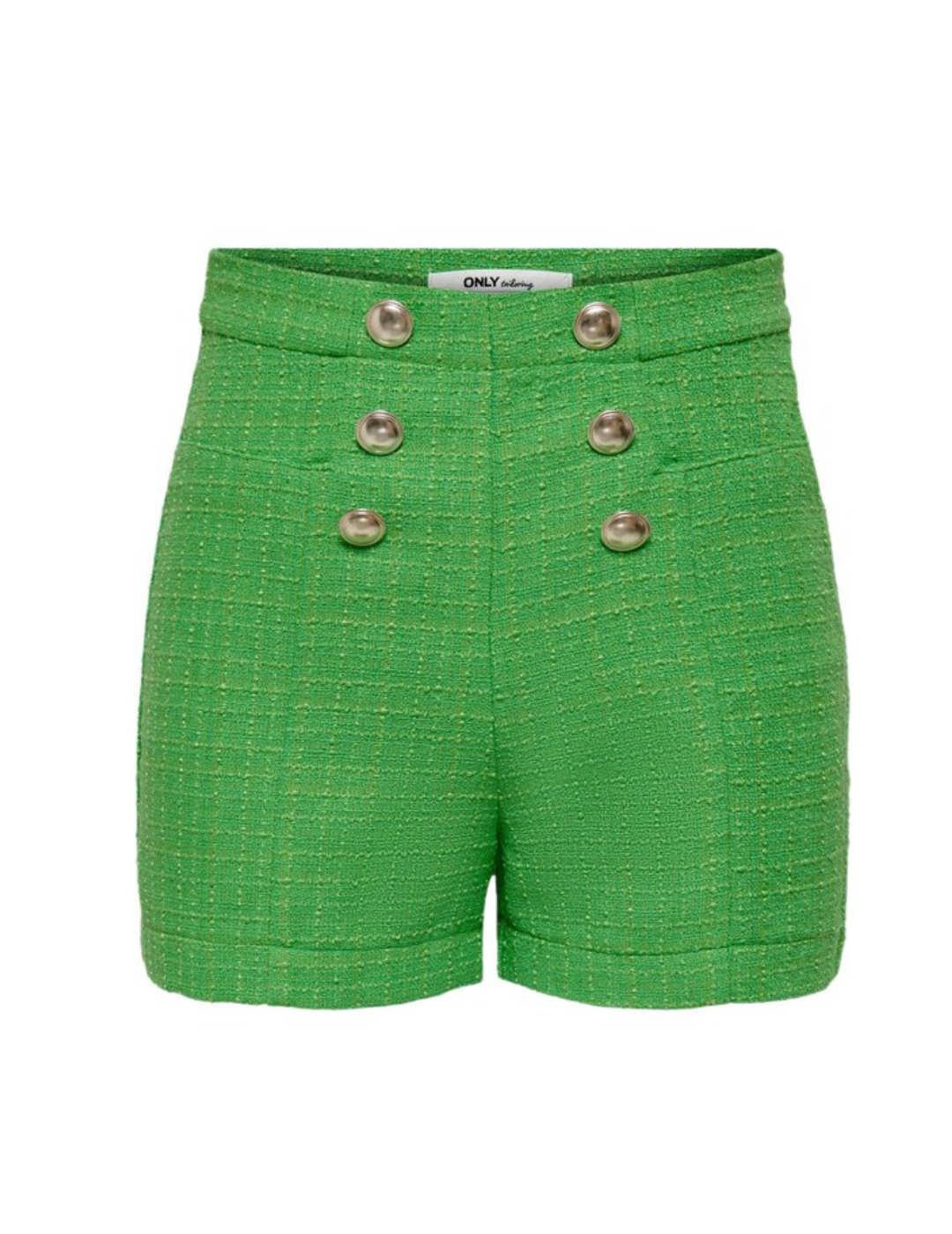 Short Only Firenze tweed verde de mujer con botones