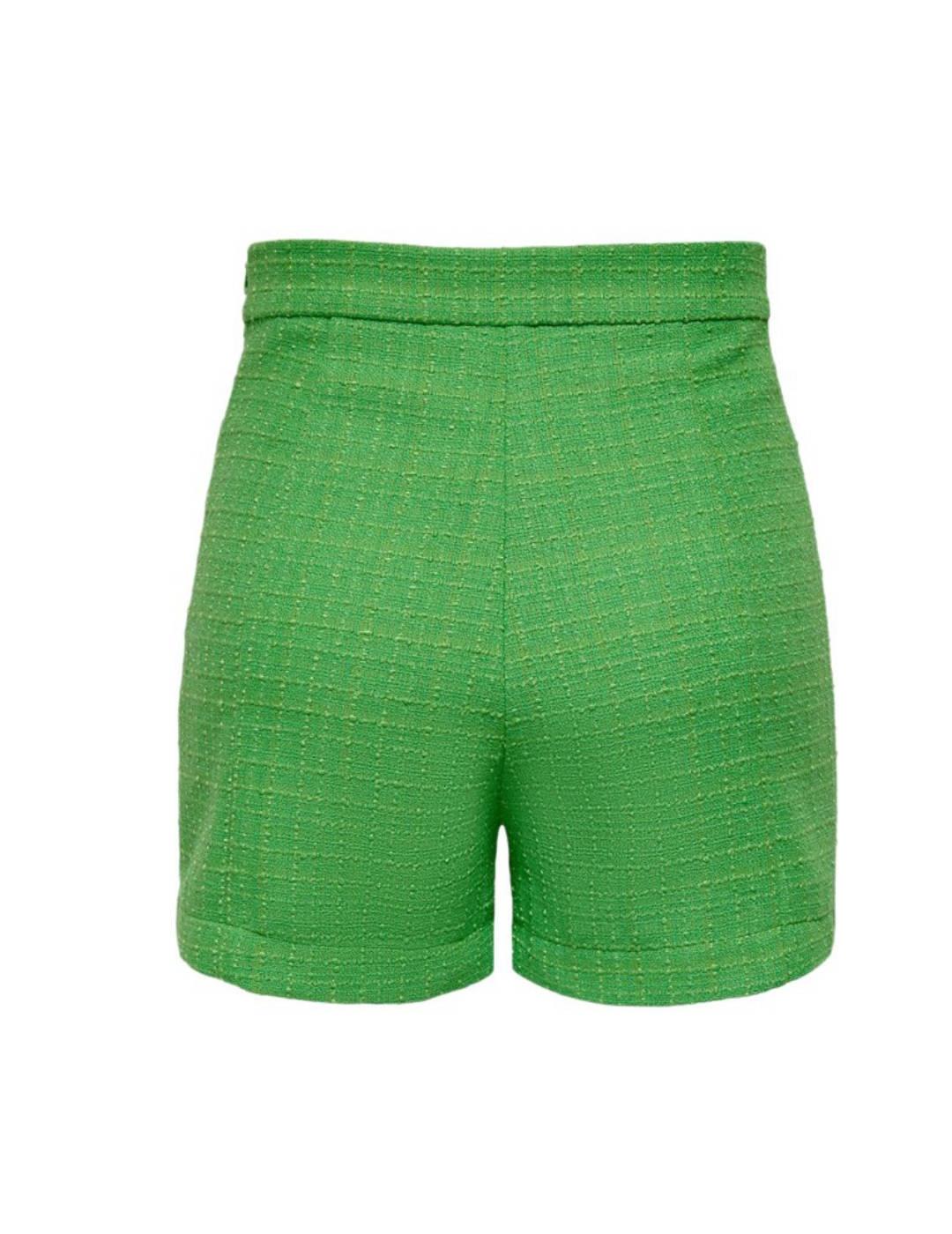 Short Only Firenze tweed verde de mujer con botones