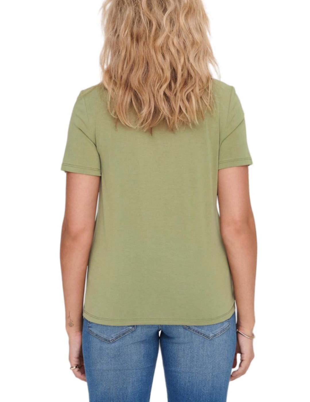 Camiseta Only Free verde manga corta para mujer