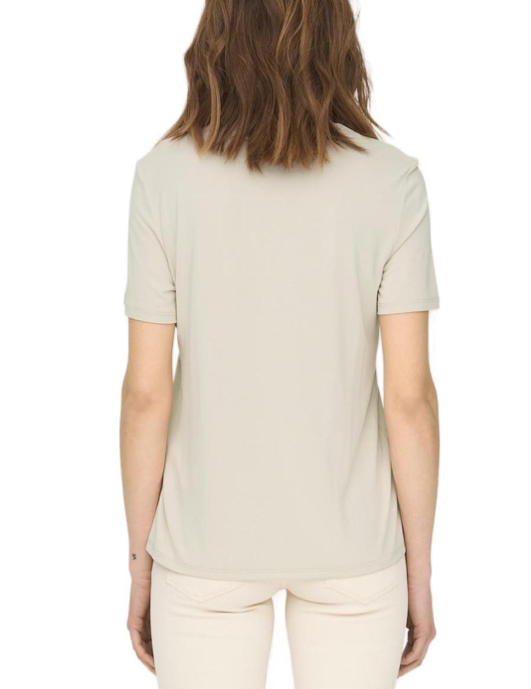 Camiseta Only Free beige de manga corta para mujer