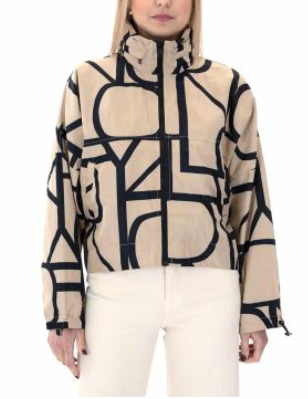 Chaqueta Only Betty beige estampado de cremallera para mujer