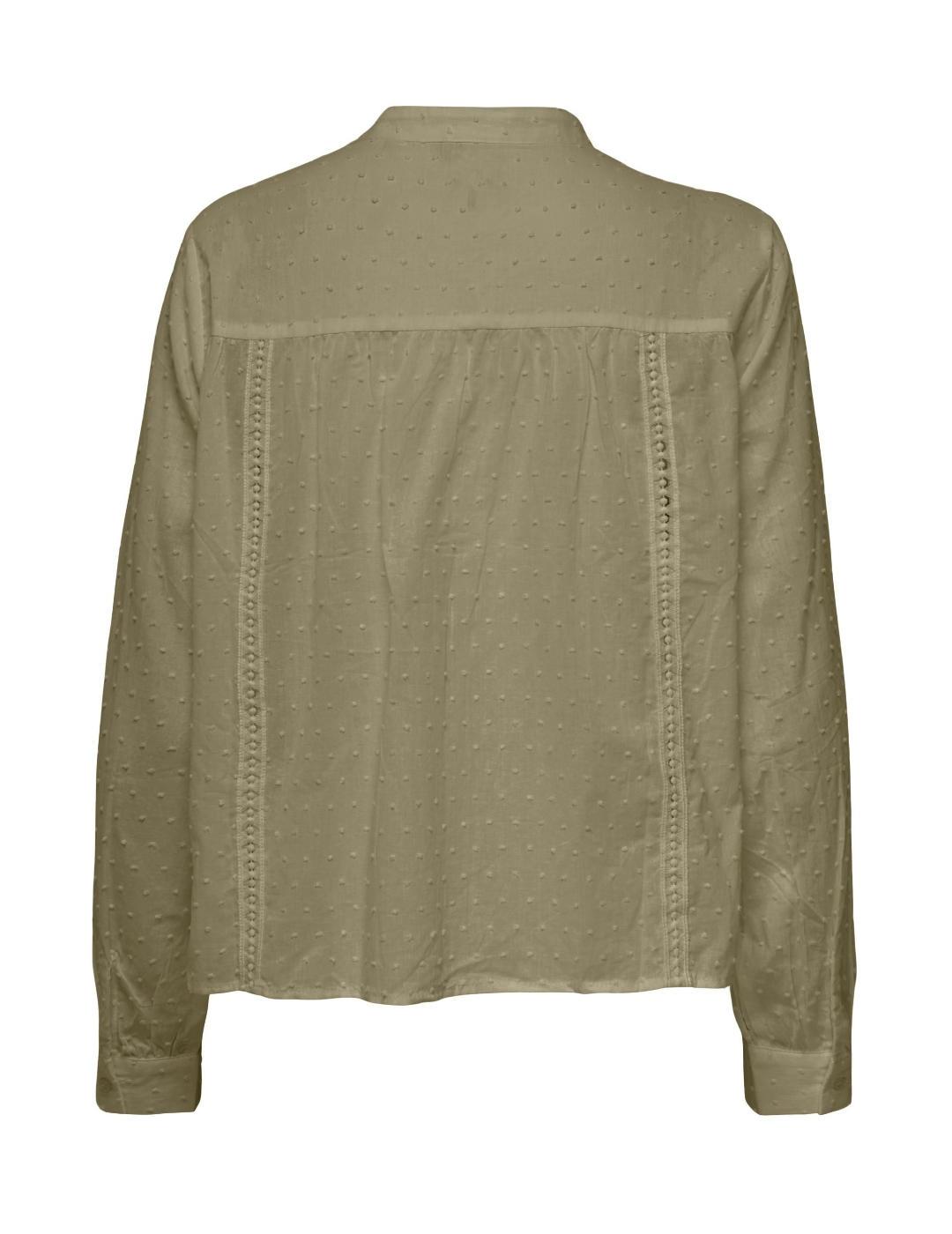 Camisa Only Filuca verde militar manga larga para mujer