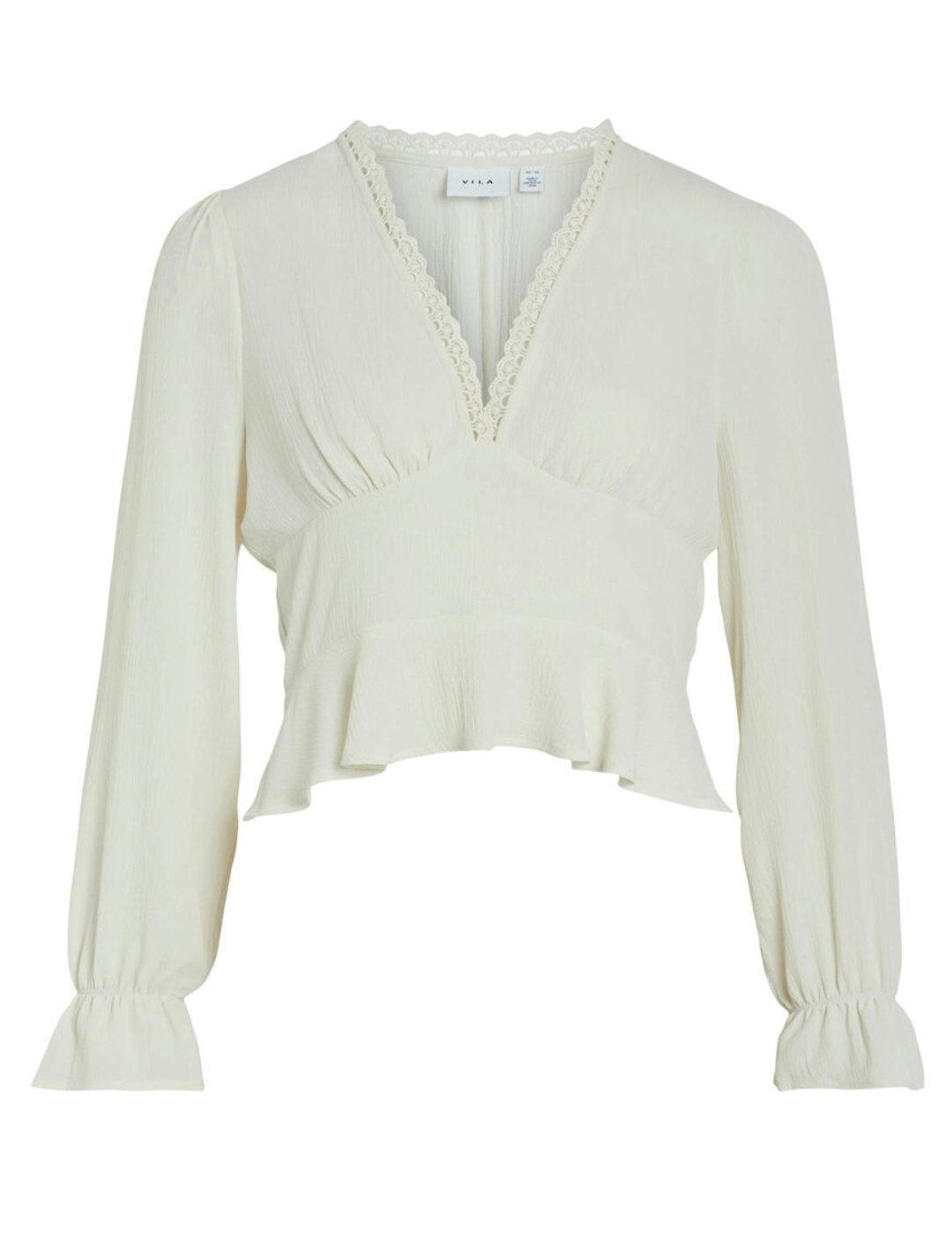 Blusa Vila Vimka beige corta para mujer