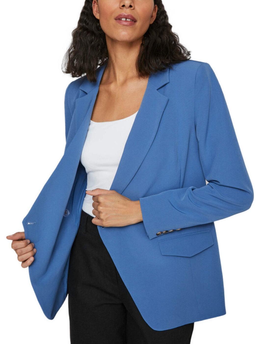 Blazer asimetrico Vila Gula azulon para mujer