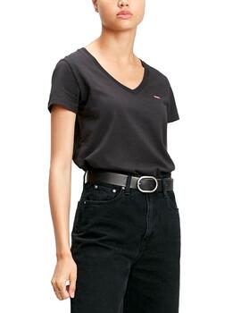 Camiseta Levi´s  manga corta negra cuello de pico de mujer