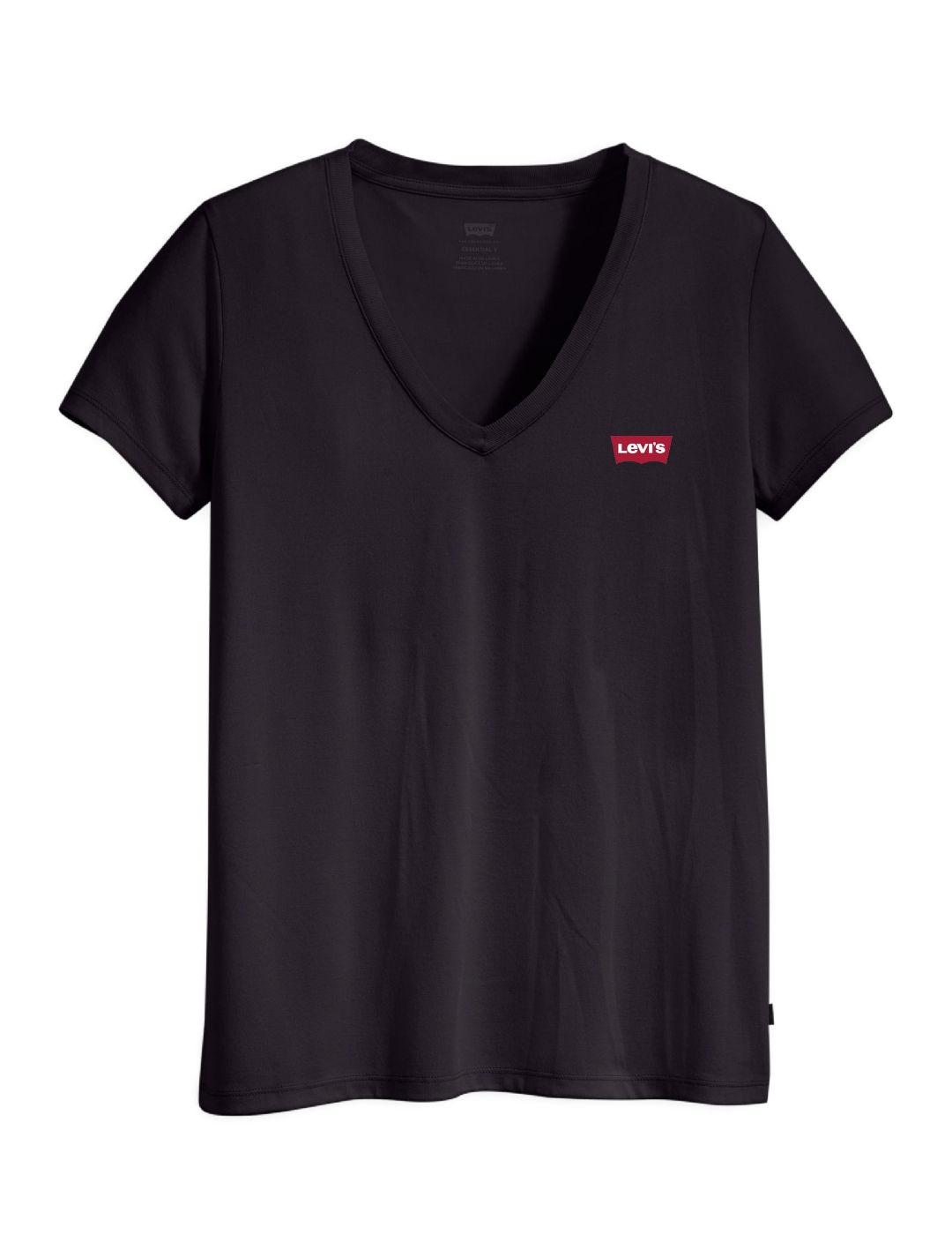 Camiseta Levi´s  manga corta negra cuello de pico de mujer