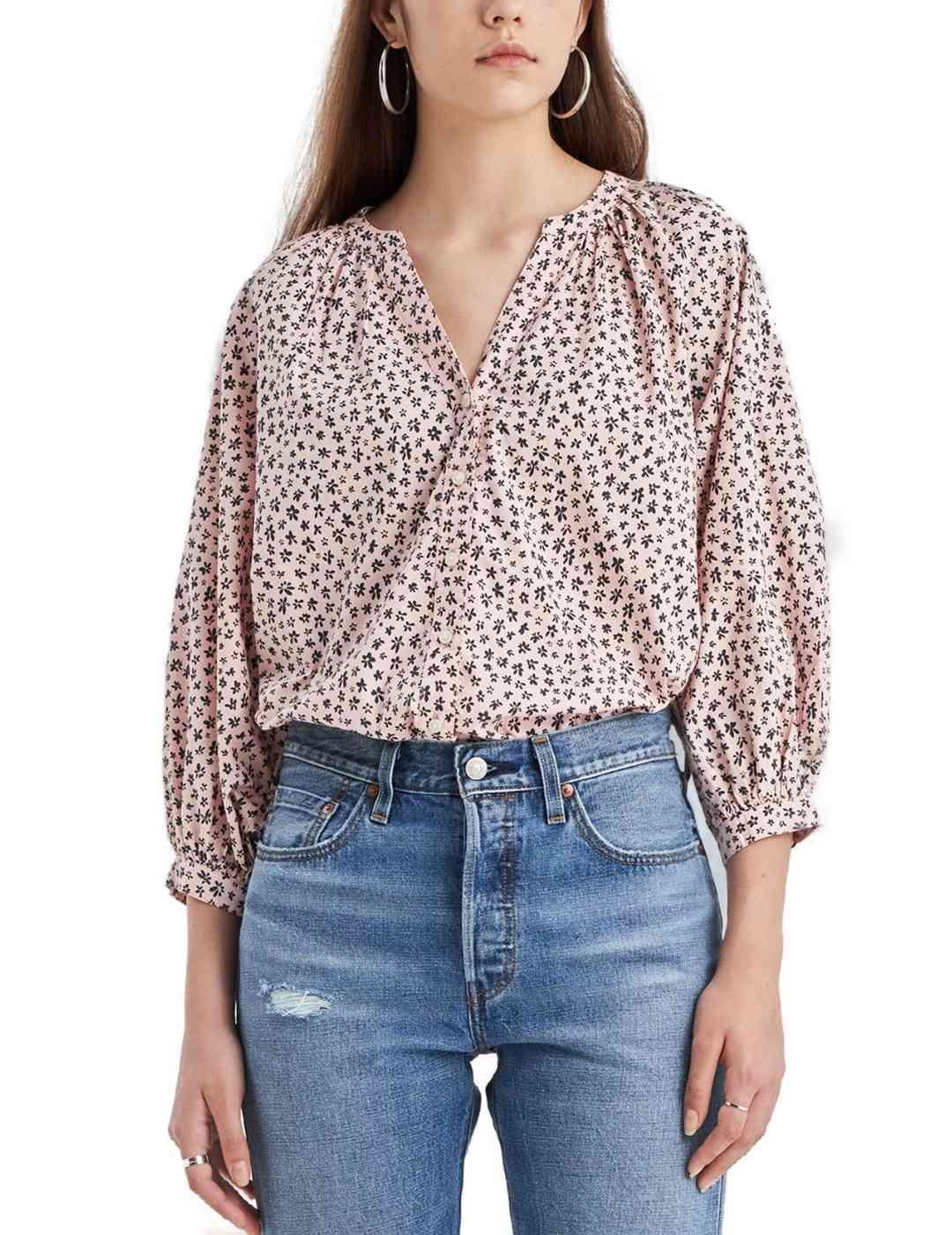 Blusa Levi´s manga corta rosa estampado floral de mujer