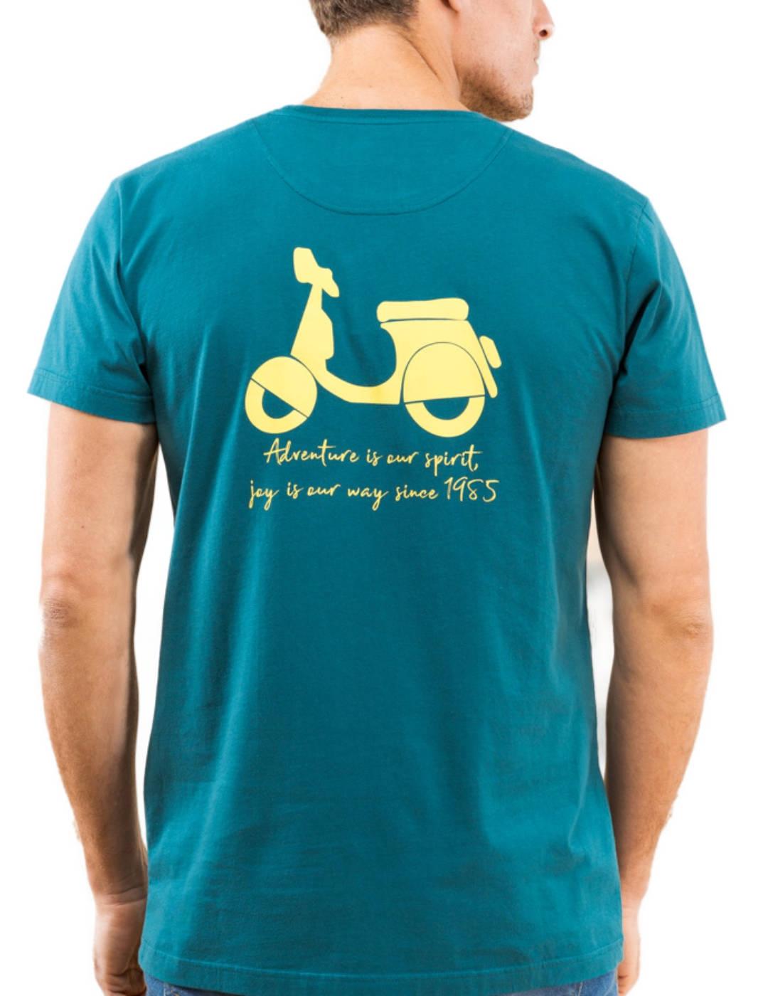 Camiseta Scotta azul logo regular fit manga corta de hombre
