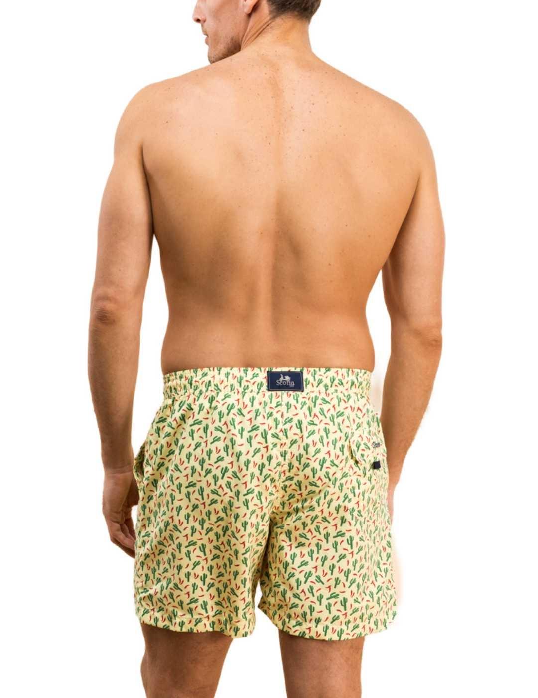 Bañador Scotta amarillo con cactus ajustable para hombre