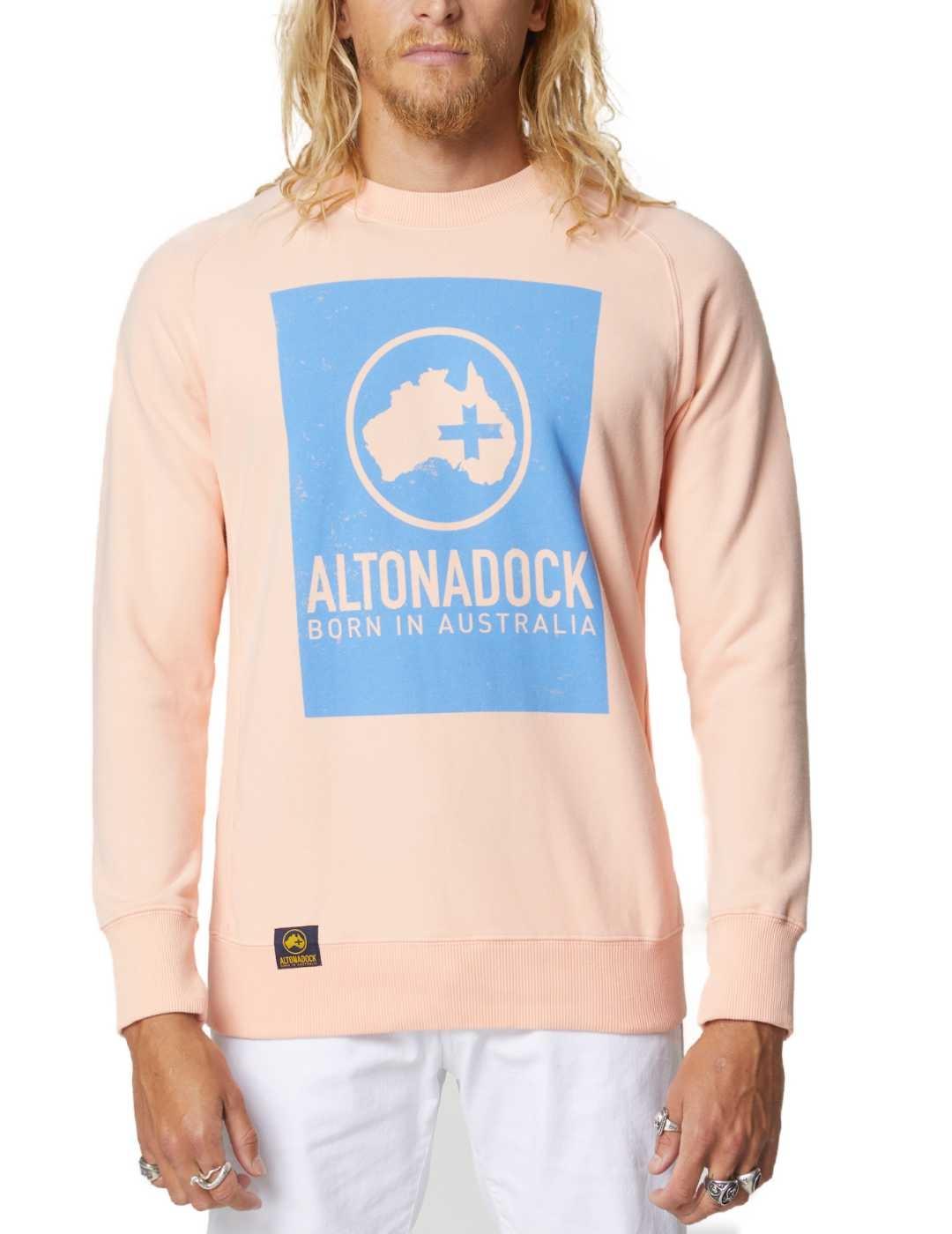 Sudadera Altonadock salmón logo azul cuello redondo hombre