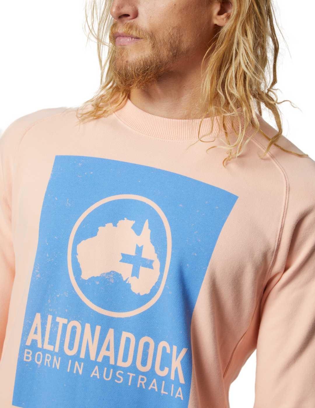 Sudadera Altonadock salmón logo azul cuello redondo hombre