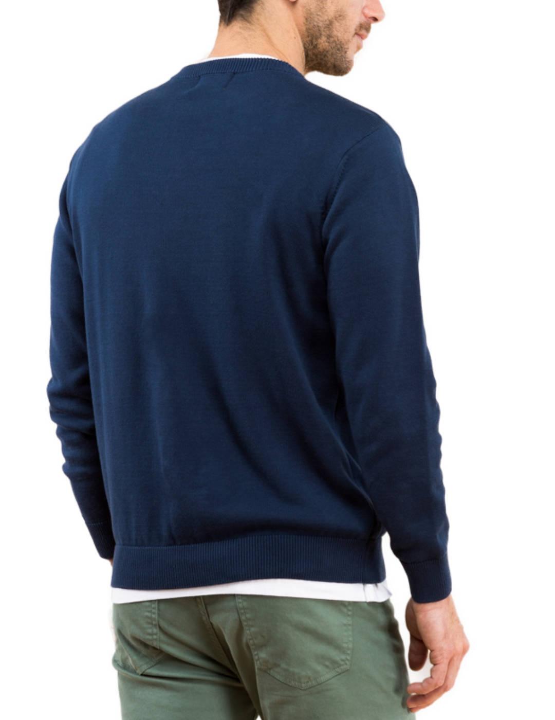 Jersey Scotta azul marino logo grande rojo para hombre