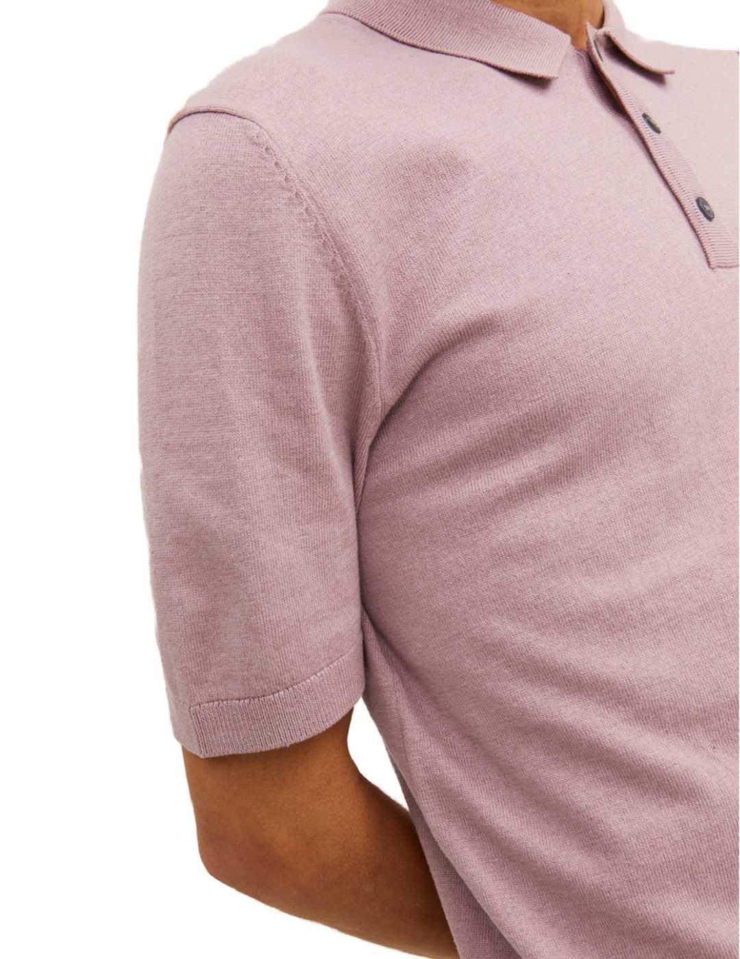 Polo textura de punto Jack&Jones Emil rosa palo para hombre