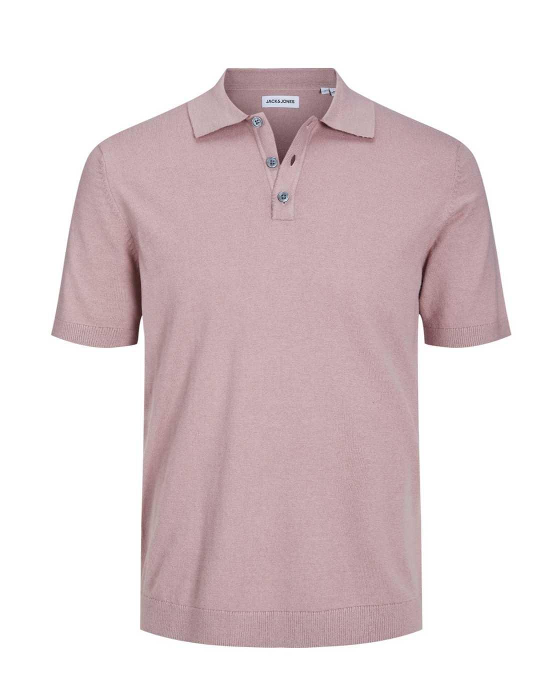 Polo textura de punto Jack&Jones Emil rosa palo para hombre