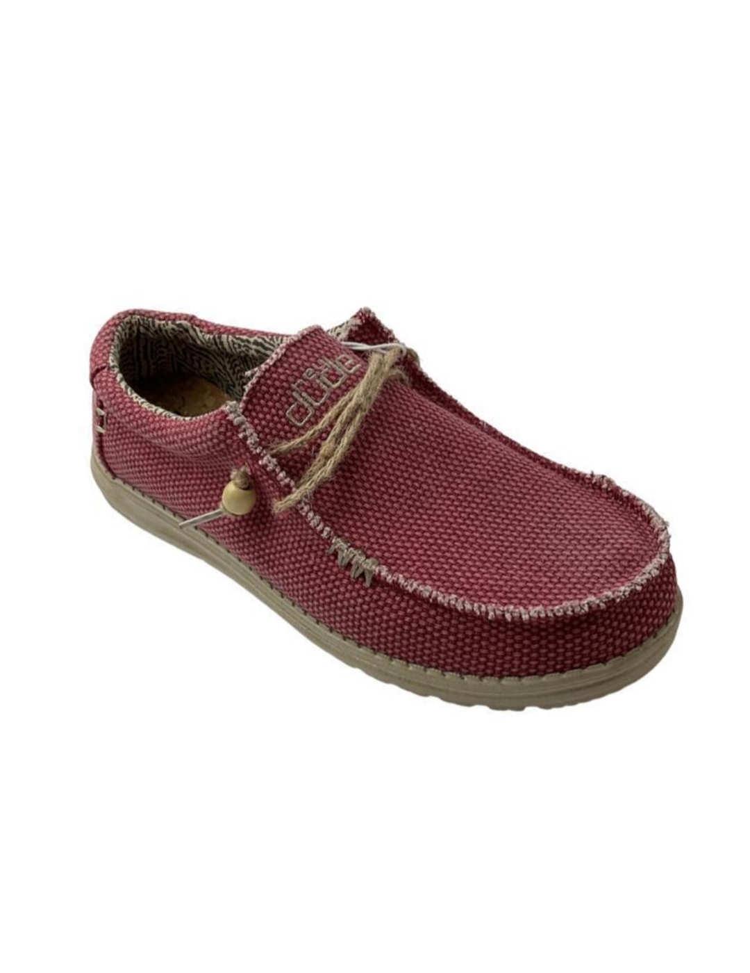 Mocasines HeyDude rojo lavado para hombre