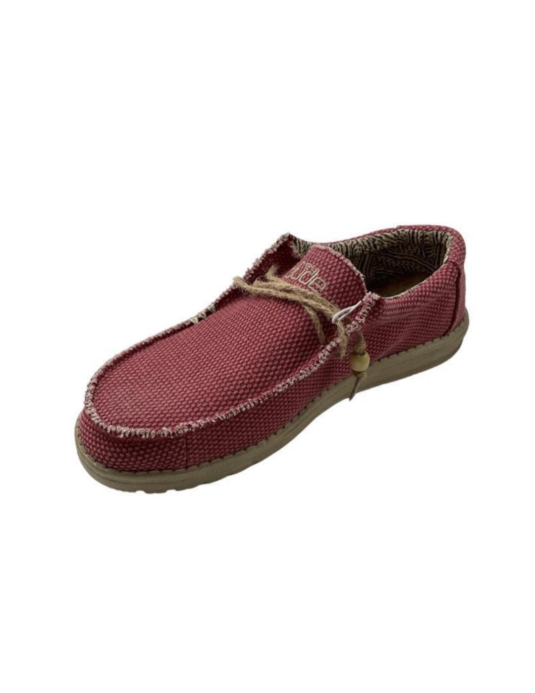 Mocasines HeyDude rojo lavado para hombre