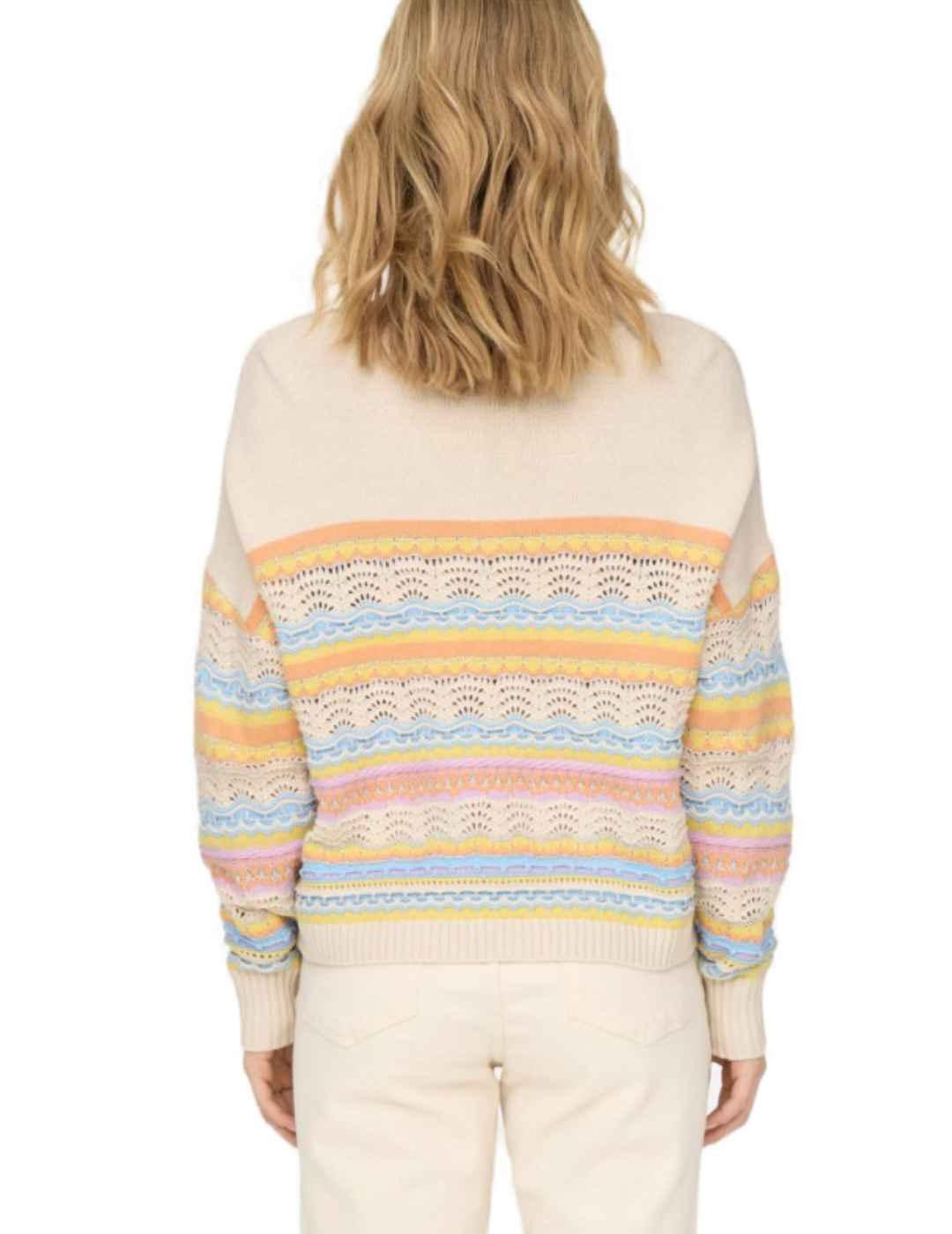 Jersey Only punto estructurado cuello barco multicolor mujer