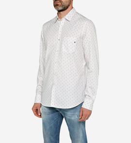 Camisa Replay blanca estampado mini regular para hombre