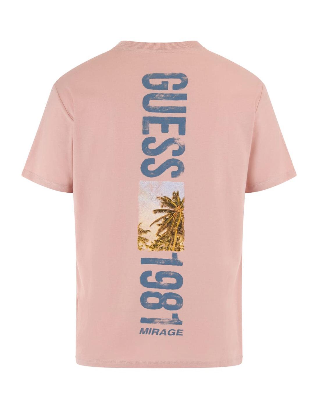 Camiseta Guess Mirage rosa manga corta para hombre