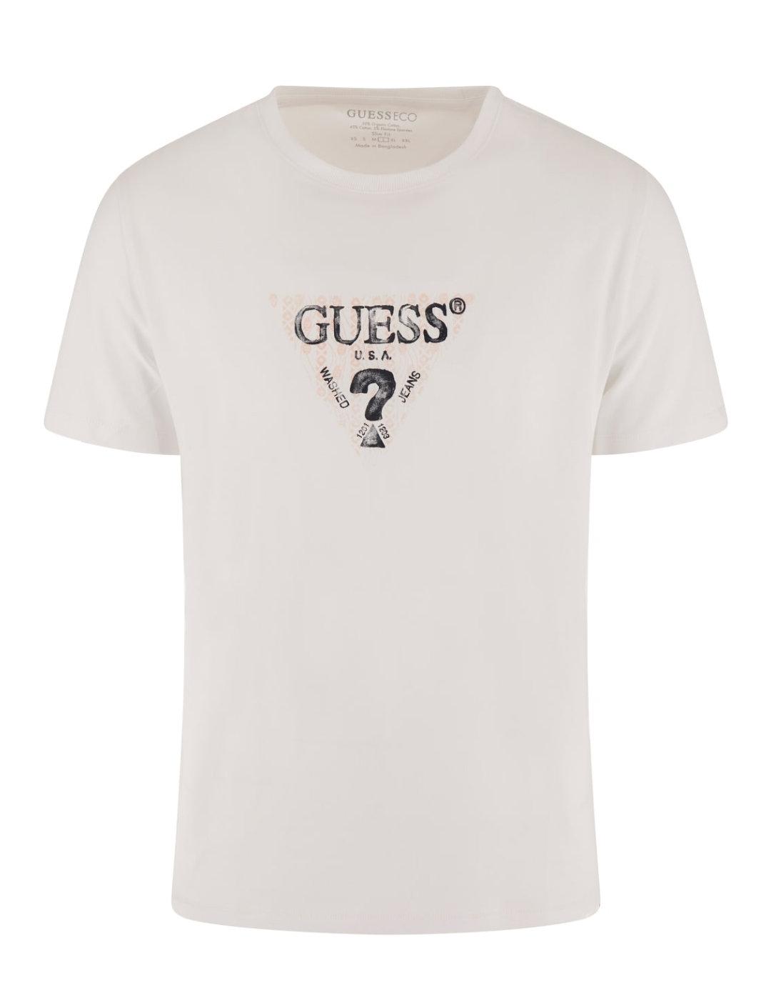 Camiseta Guess triangulo blanca manga corta para hombre