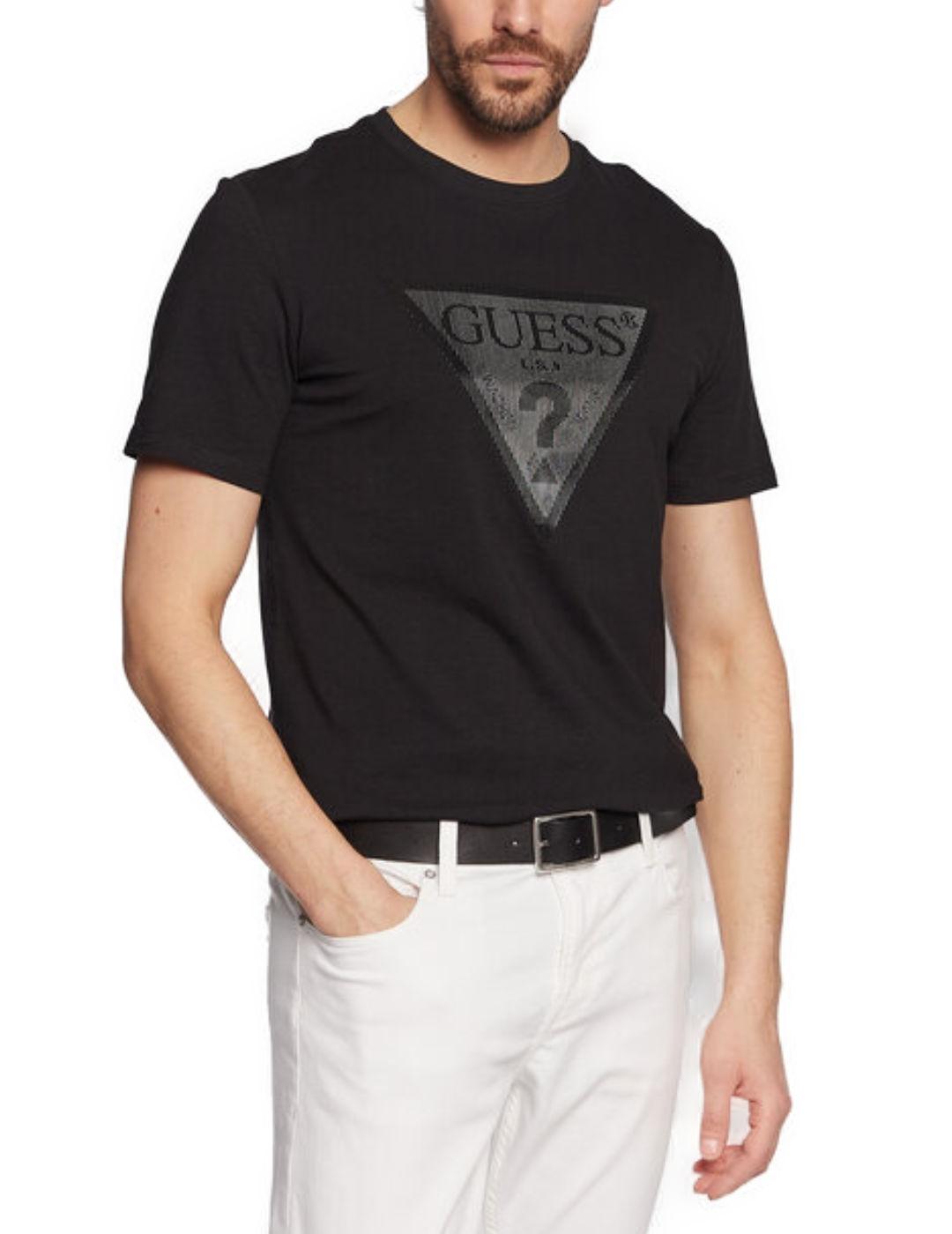 Camiseta Guess Shiny negro manga corta para hombre