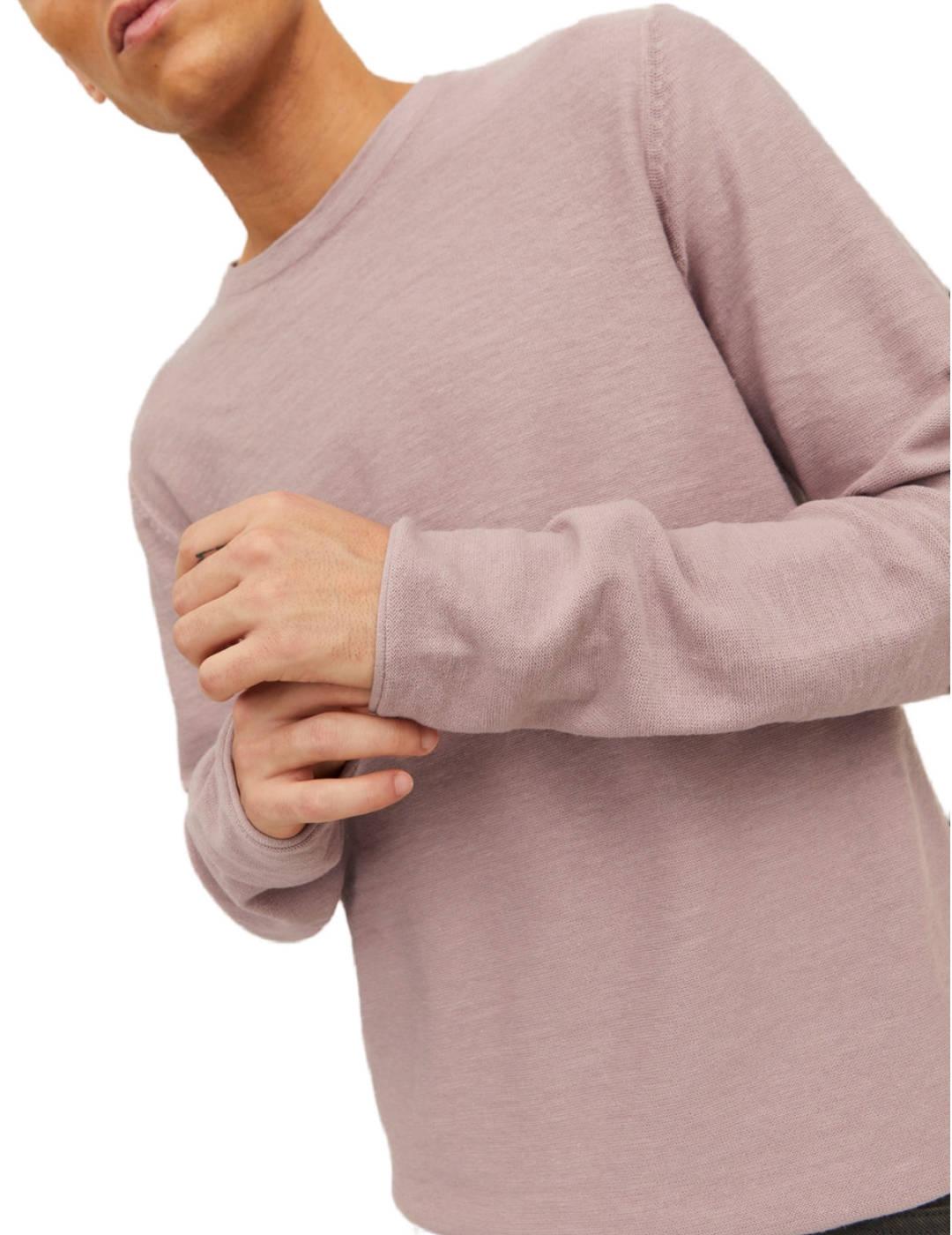 Jersey Jack&Jones Summer rosa palo de punto fino para hombre