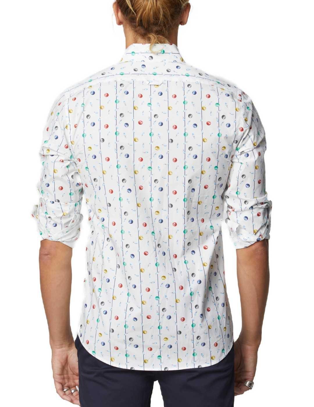 Camisa Altonadock blanco estampado de bolos colores hombre