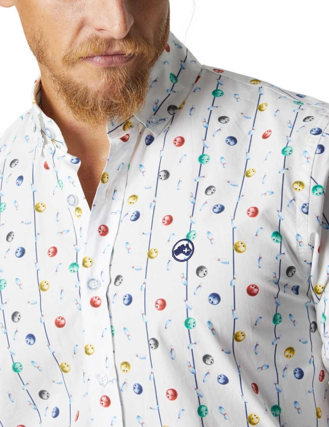 Camisa Altonadock blanco estampado de bolos colores hombre