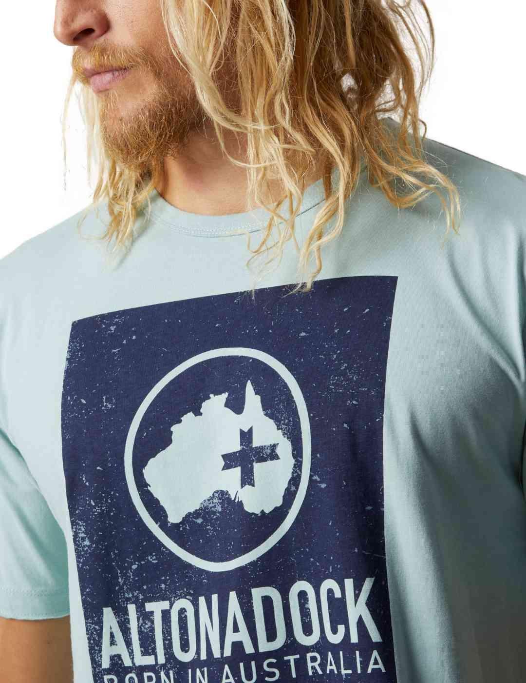 Camiseta Altonadock verde logo azul marino para hombre