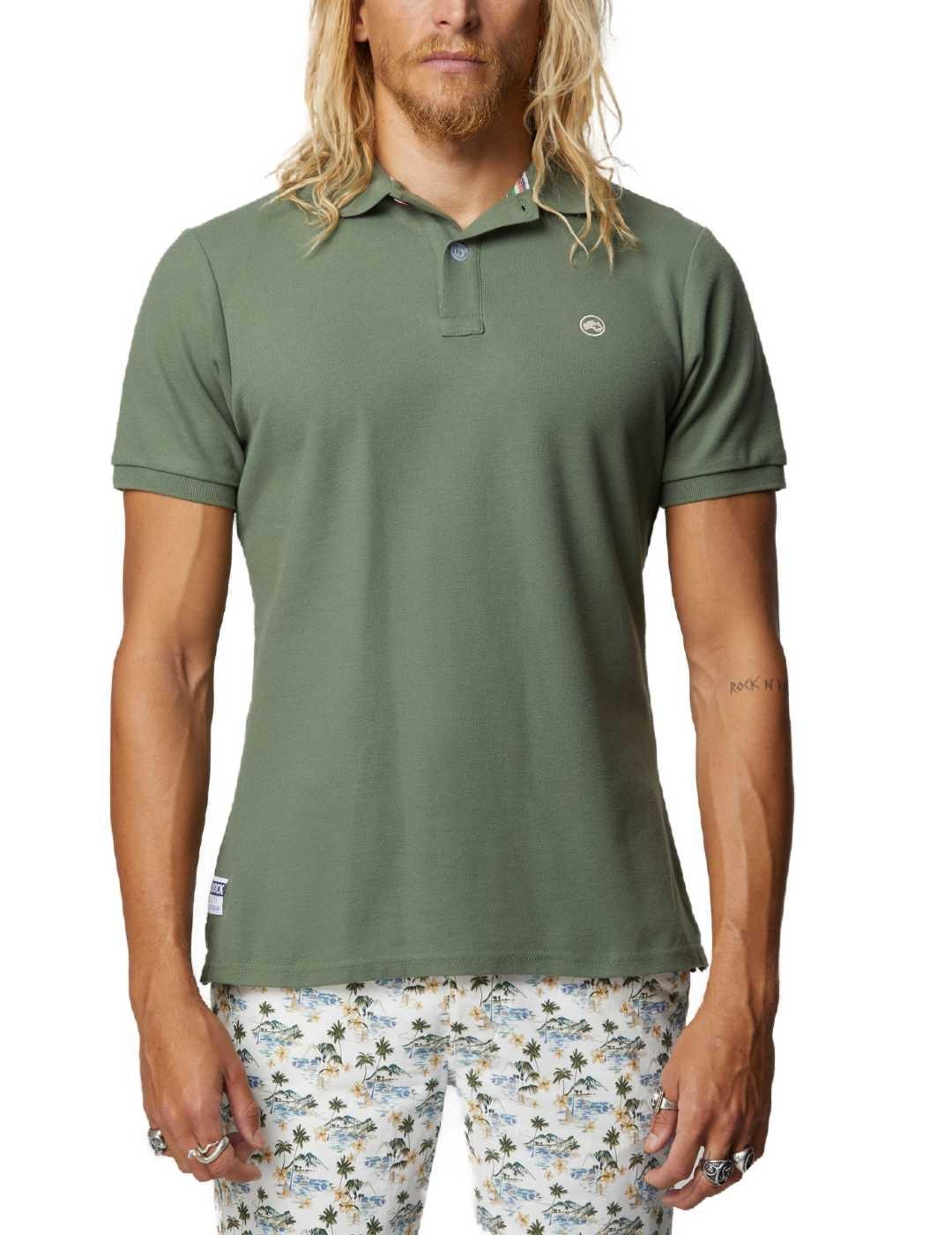 Polo Altonadock verde oscuro logo beige manga corta  hombre