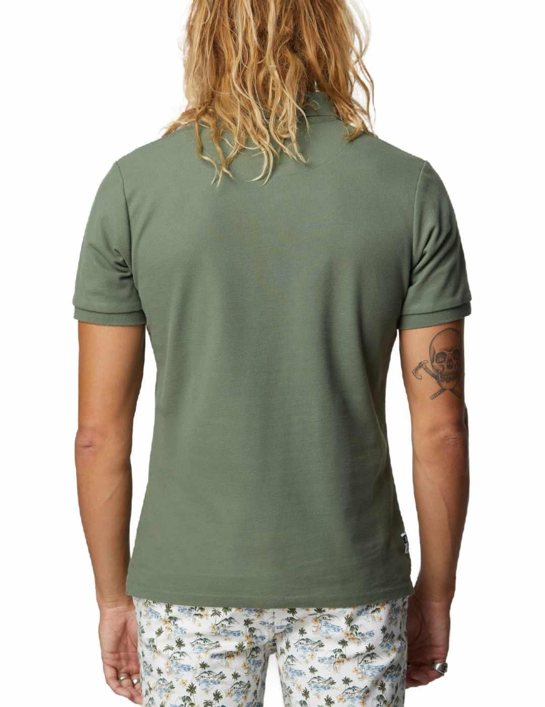 Polo Altonadock verde oscuro logo beige manga corta  hombre