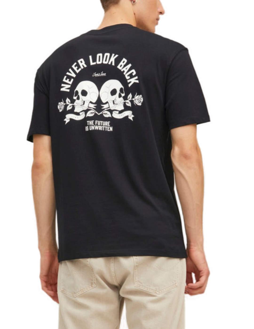 Camiseta Jack&Jones Ink negro con calaveras para hombre