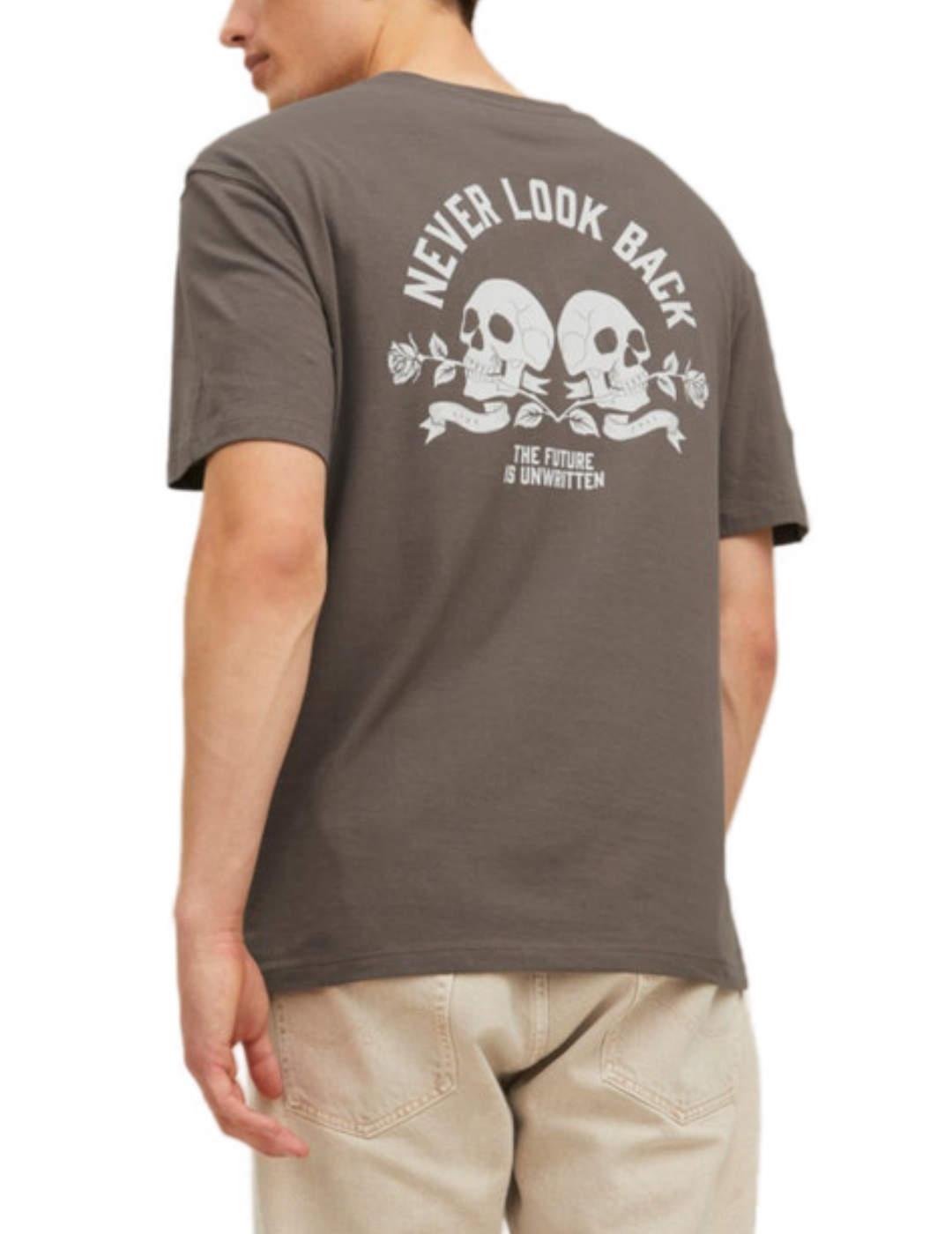 Camiseta Jack&Jones Ink marrón con calaveras para hombre