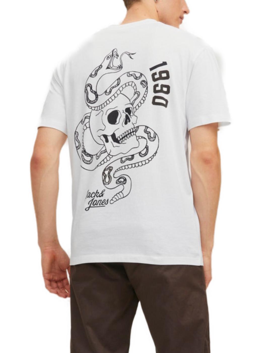 Camiseta Jack&Jones Ink blanco con calaveras para hombre