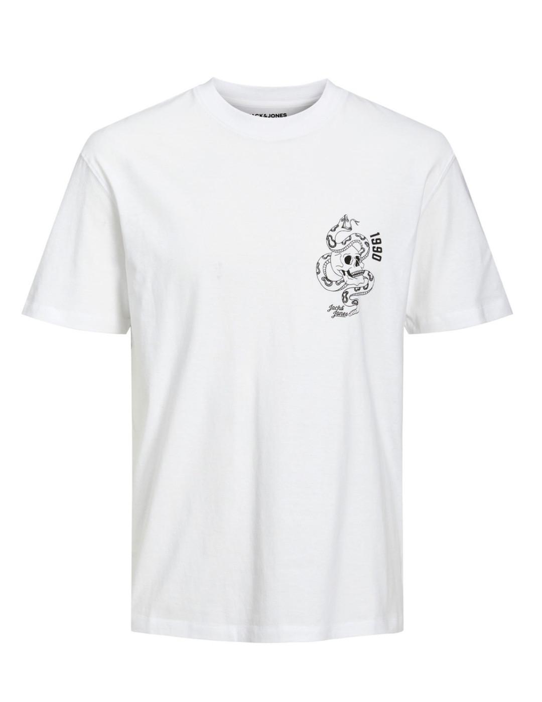 Camiseta Jack&Jones Ink blanco con calaveras para hombre