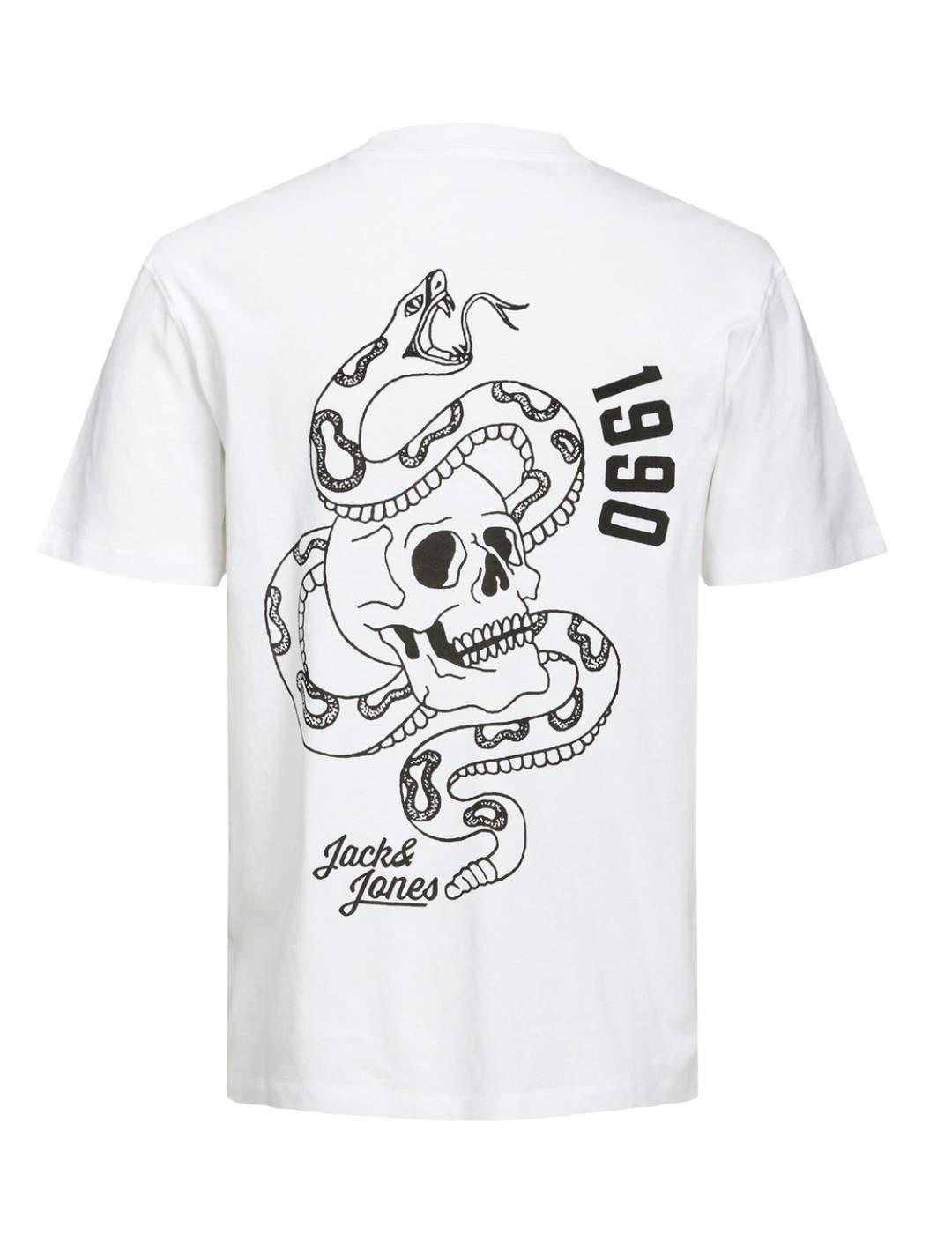 Camiseta Jack&Jones Ink blanco con calaveras para hombre