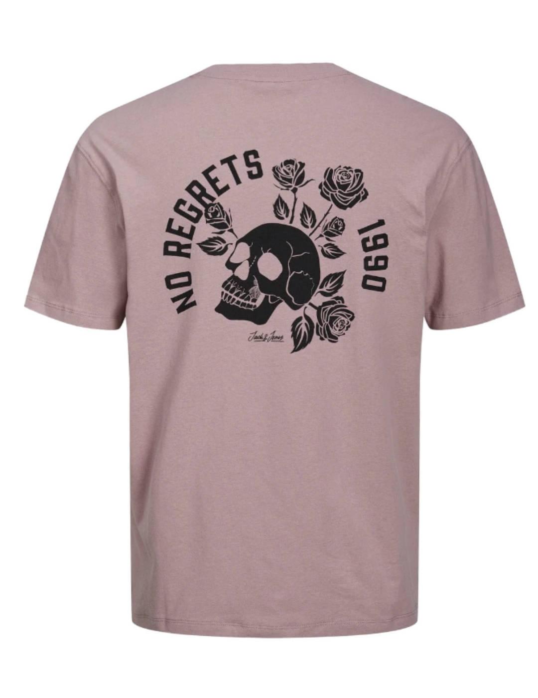 Camiseta Jack&Jones Ink rosa palo con calaveras para hombre