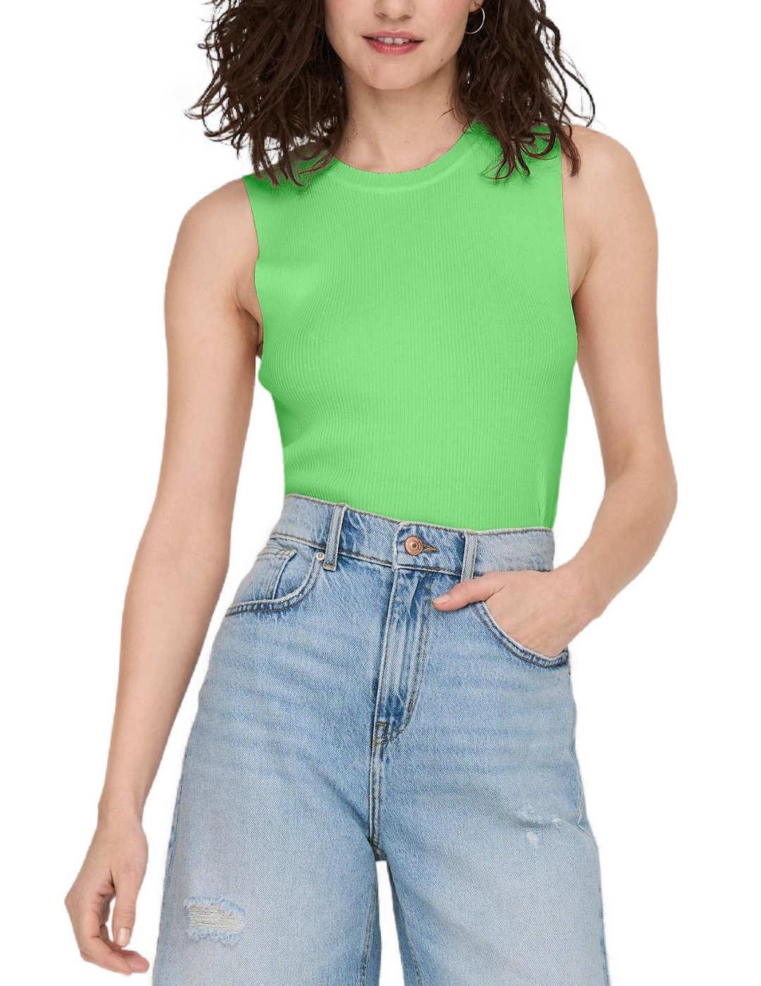 Camiseta Only Majli verde de punto para mujer