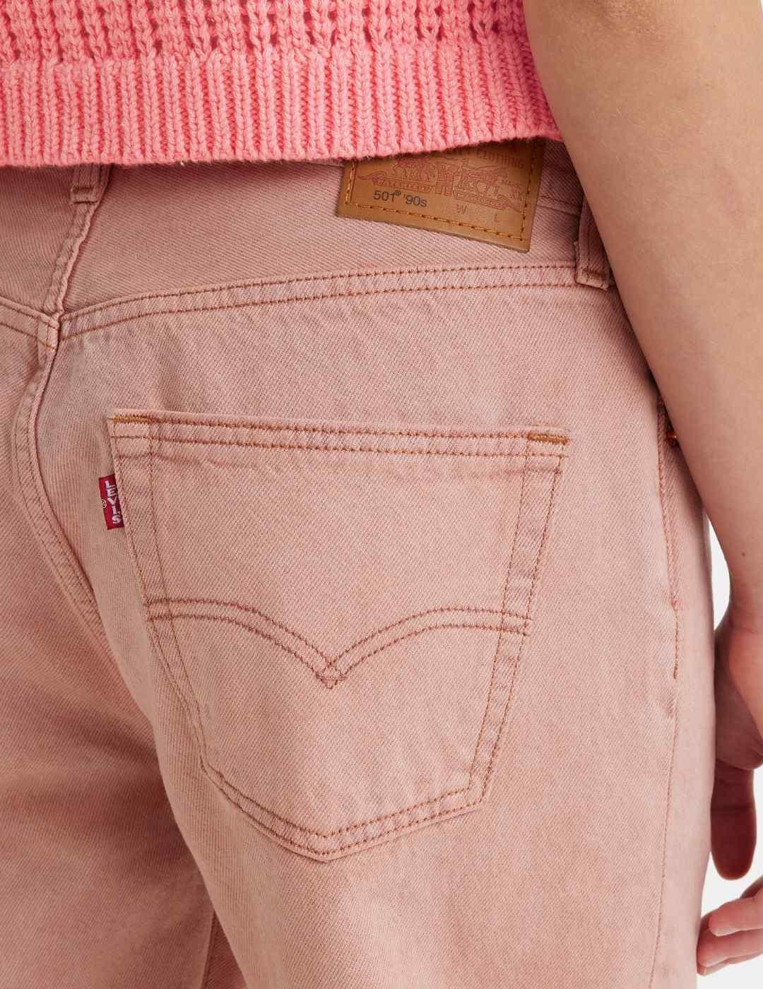 Pantalón Vaquero Straigh Levi´s 501 rosa desgastado de mujer