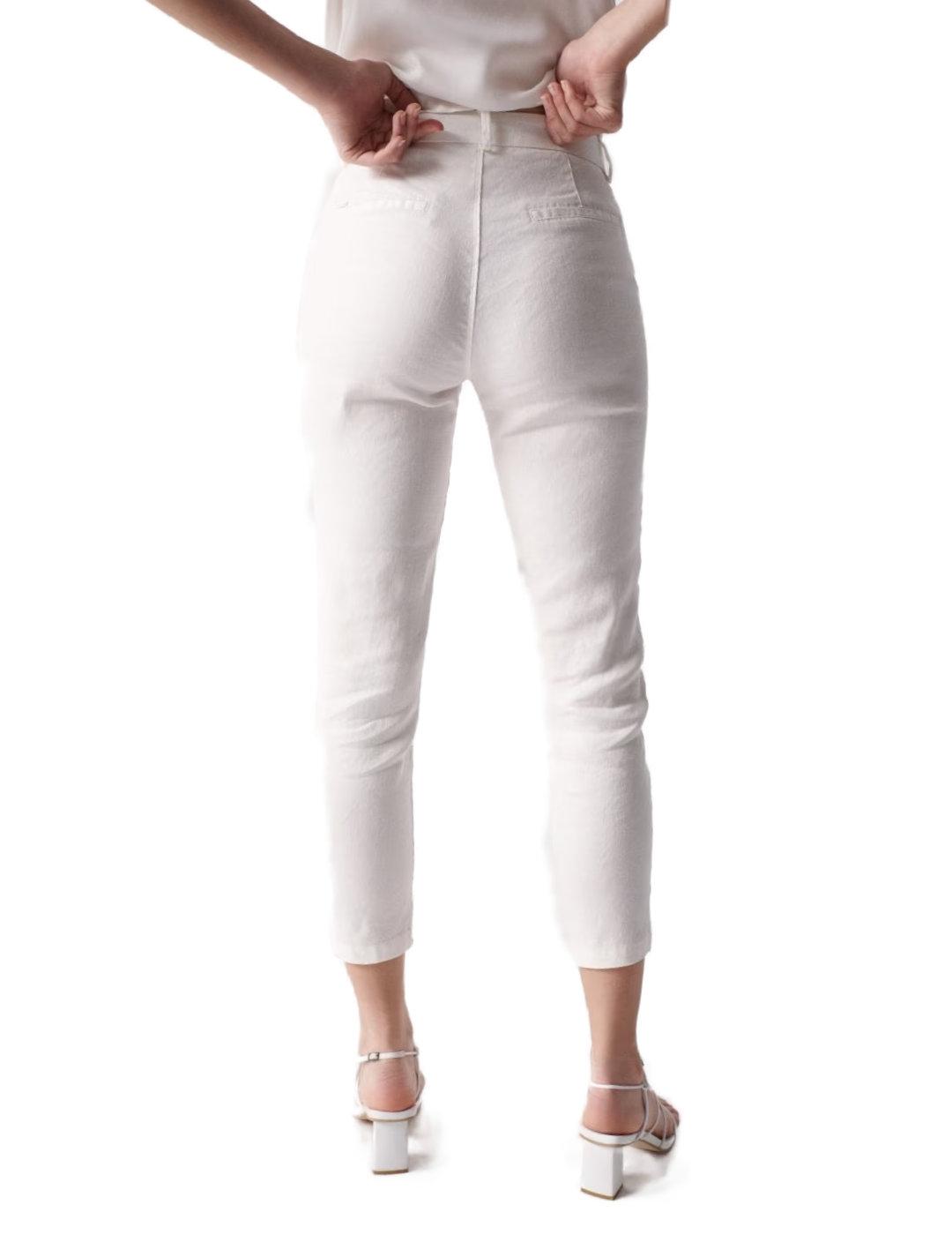 Pantalón Salsa chino de lino blanco de mujer