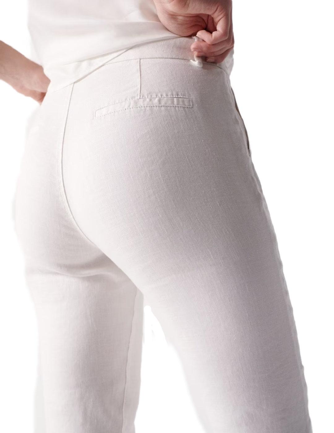 Pantalón Salsa chino de lino blanco de mujer