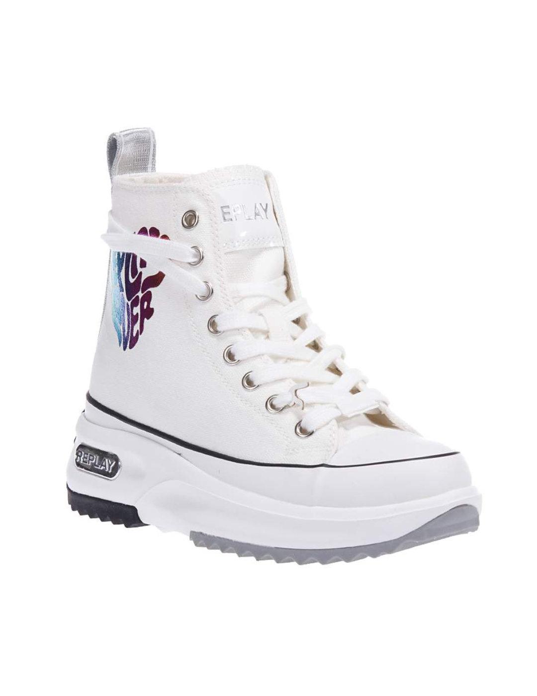 Zapatillas Replay botin blanco suela track para mujer