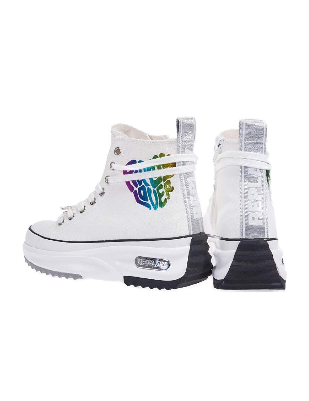 Zapatillas Replay botin blanco suela track para mujer