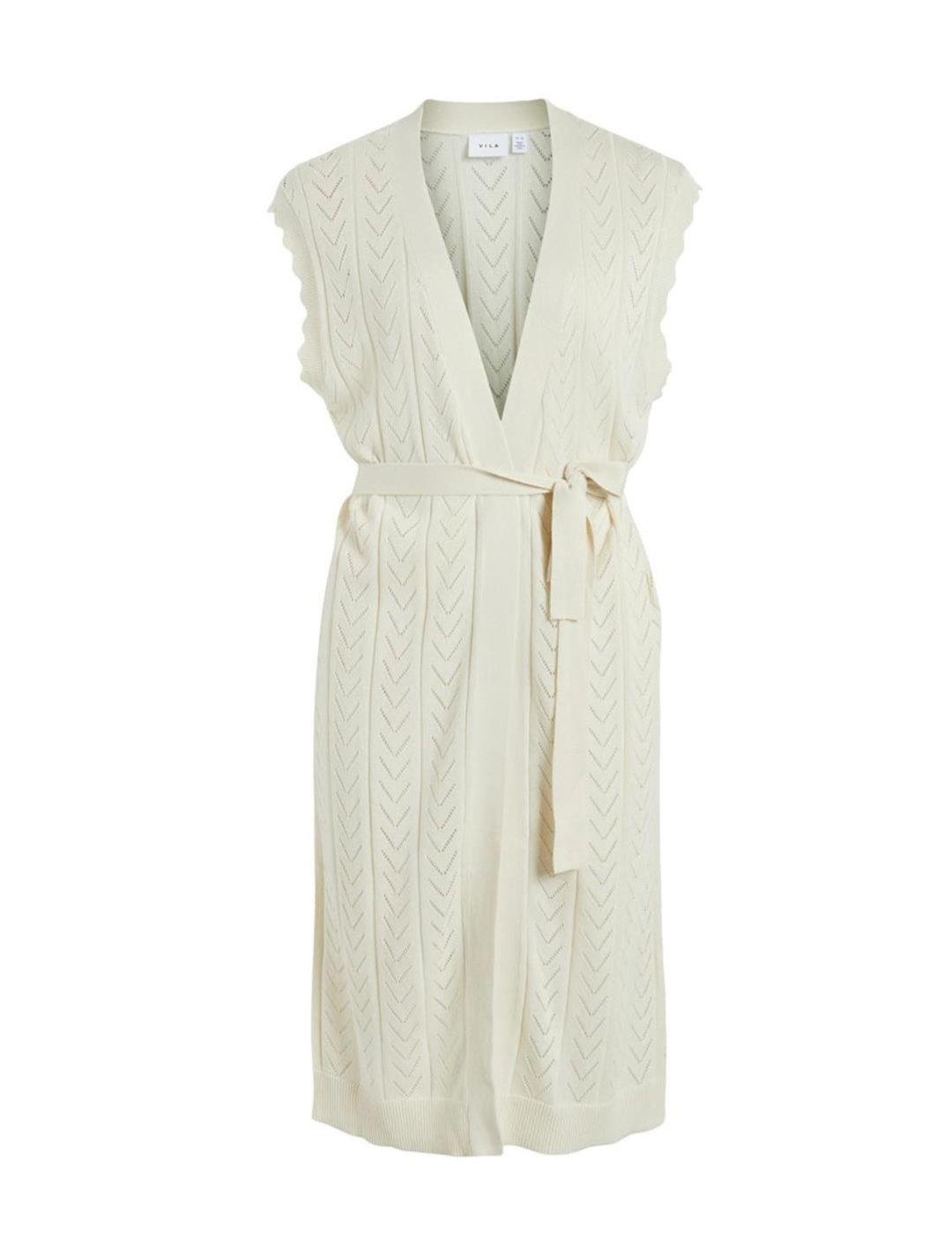 Chaleco Vila Shelley punto beige troquelado para mujer